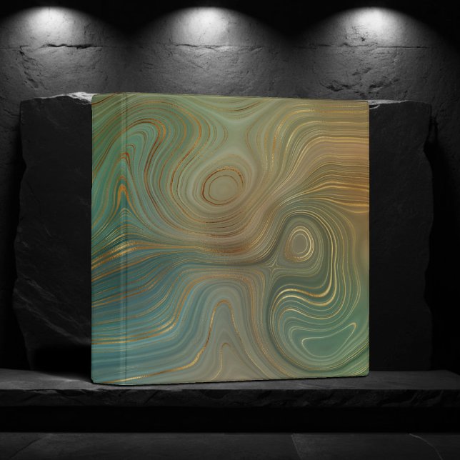 Earthy Olive Strata | Green and Gold Ink Agate 3 Ring Binder (Creator Uploaded)