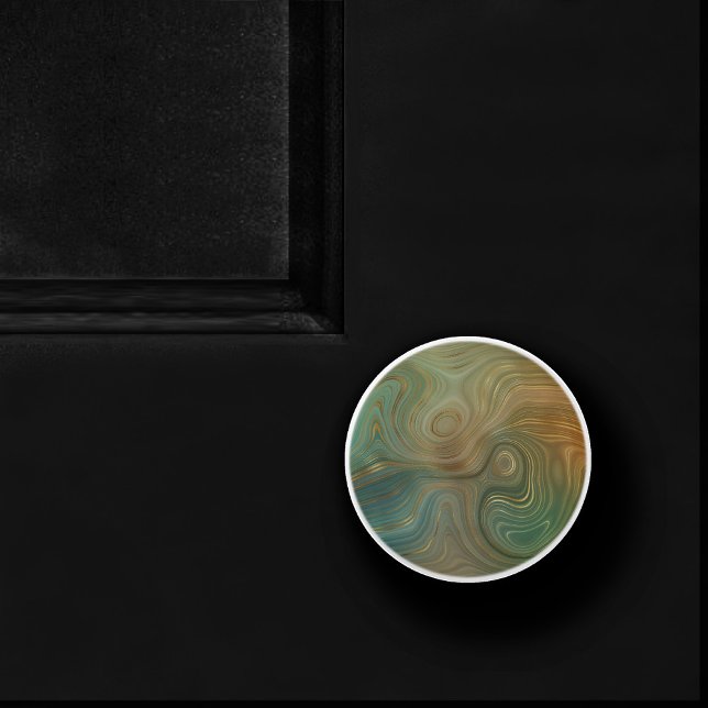 Earthy Olive Strata | Green and Gold Ink Agate Ceramic Knob (Creator Uploaded)