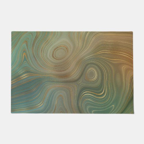 Earthy Olive Strata  Green and Gold Ink Agate Doormat