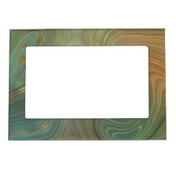 Earthy Olive Strata | Green and Gold Ink Agate Magnetic Frame