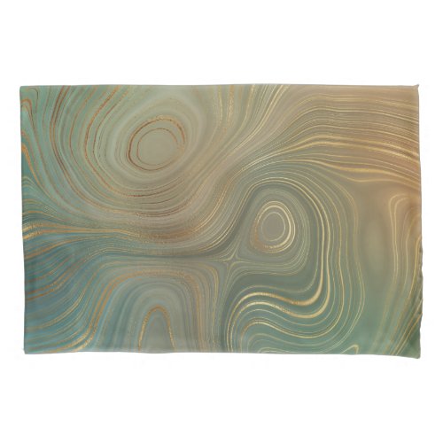 Earthy Olive Strata  Green and Gold Ink Agate Pillow Case