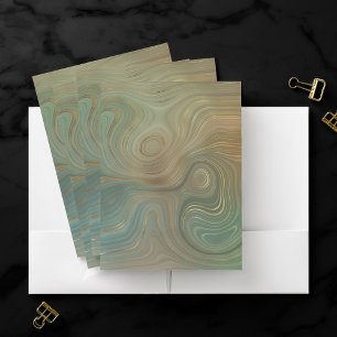 Earthy Olive Strata Green and Gold Ink Agate Pocket Folder