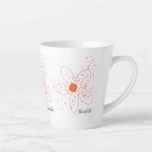 Earthy orange modern florals name script  latte mug