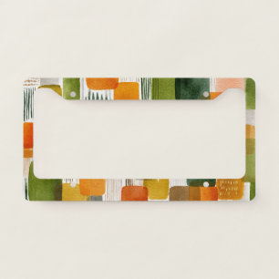 Earthy Organic Shapes in Warm Tones License Plate Frame