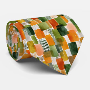 Earthy Organic Shapes in Warm Tones Neck Tie
