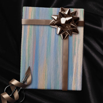 Earthy Party | Blue Gold Peach Chic Brushstrokes Wrapping Paper by Fharrynland at Zazzle