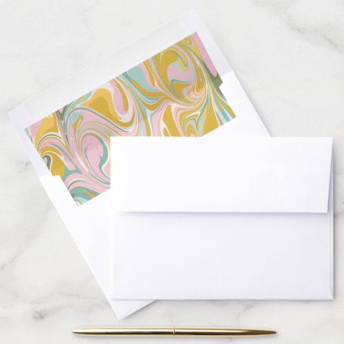 Earthy Pastel Abstract Marble Invitation Envelope Liner