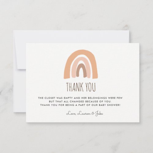 Earthy Pastel Rainbow Baby Shower Thank You Cards