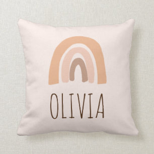 Earthy Pastel Rainbow Girl Birthday Gift Throw Pillow