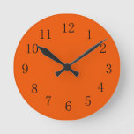 Earthy Persimmon Red Orange Earth Tone Wall Clock at Zazzle