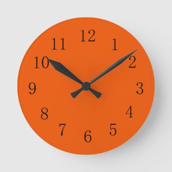 Earthy Persimmon Red Orange Earth Tone Wall Clock by Red_Clocks at Zazzle