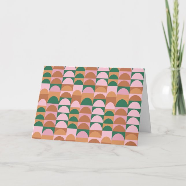 Earthy Pink and Green Geometric Shapes Pattern Card (Front)