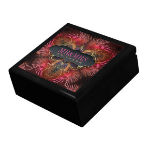 Earthy Pink Fractal Feathers Personalized Gift Box