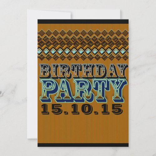 Earthy Pinstripes Vaudeville Birthday Party Custom Invitations