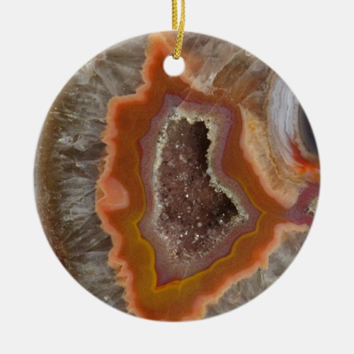 Earthy Quartz Crystal Druzy Ceramic Ornament