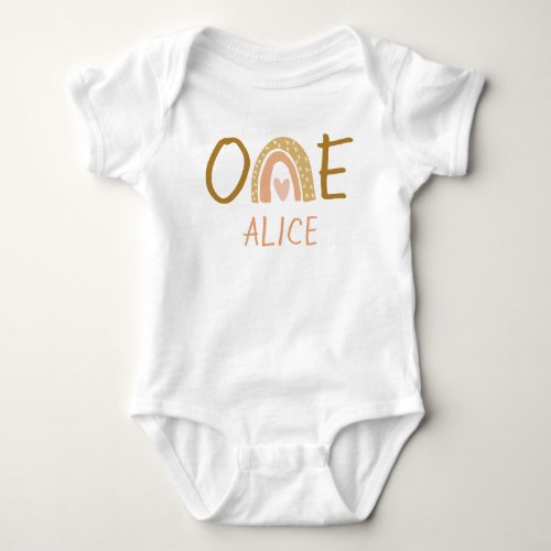 Earthy Rainbow 1st Birthday Girl Outfit Baby Bodysuit