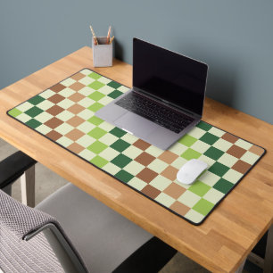 Earthy rainbow diagonal checkerboard pattern desk mat