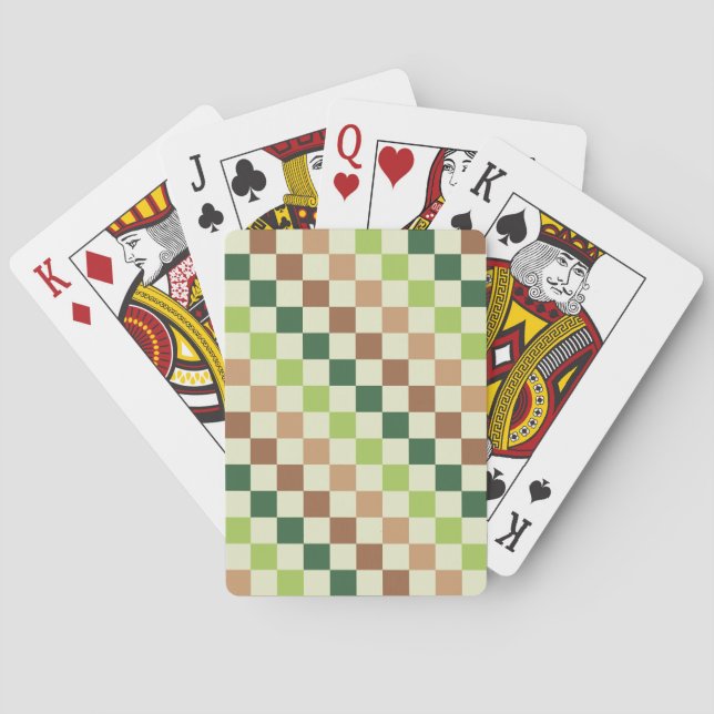 Earthy rainbow diagonal checkerboard pattern poker cards (Back)