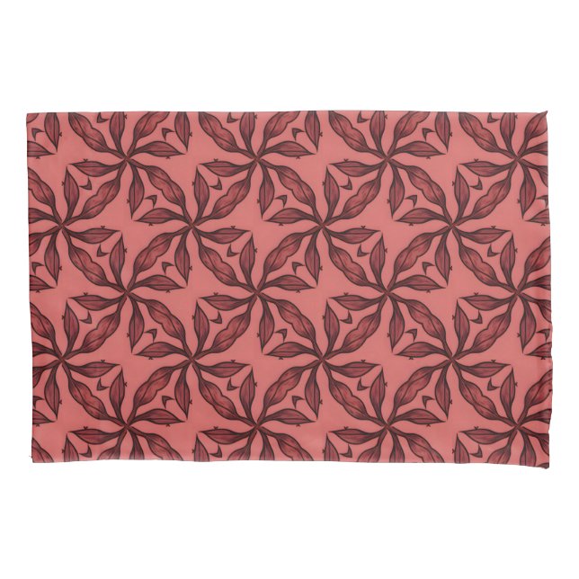 Earthy Red and Black Floral Pattern Pillow Case (Front)