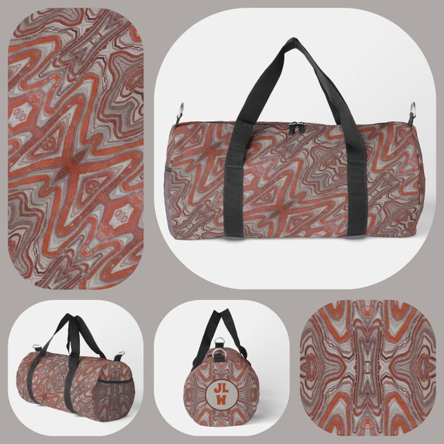 Earthy Red and Gray Boho Chic Natural Abstract Duffle Bag (Creator Uploaded)