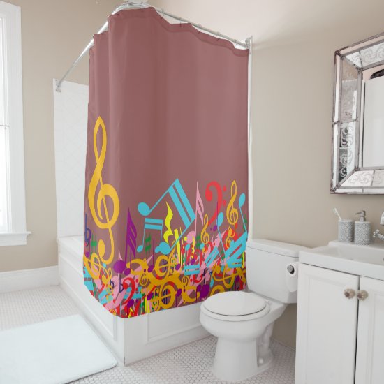 Earthy Red brown Marsala mixed musical notes Shower Curtain