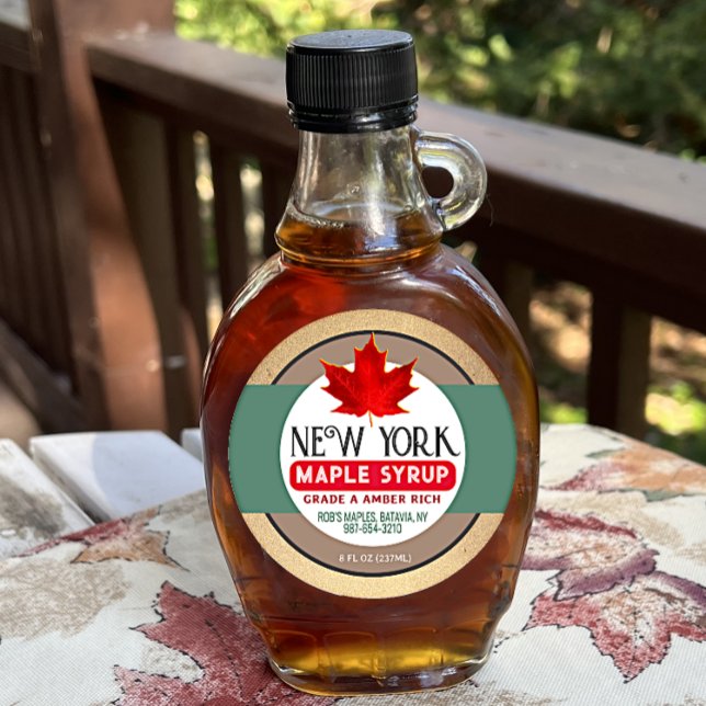 Earthy Red Leaf on Grunge Gold Maple Syrup Label (Creator Uploaded)