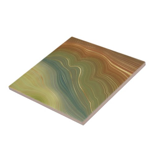 Earthy Retro Strata  Vintage Neutral Tone Agate Ceramic Tile