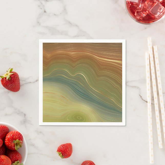 Earthy Retro Strata | Vintage Neutral Tone Agate Napkins (Insitu)