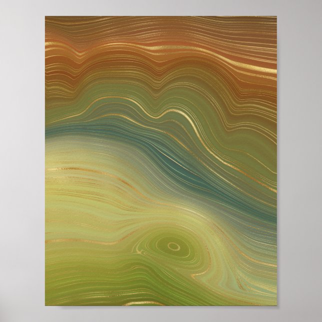Earthy Retro Strata | Vintage Neutral Tone Agate Poster (Front)