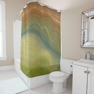 Earthy Retro Strata Vintage Neutral Tone Agate Shower Curtain