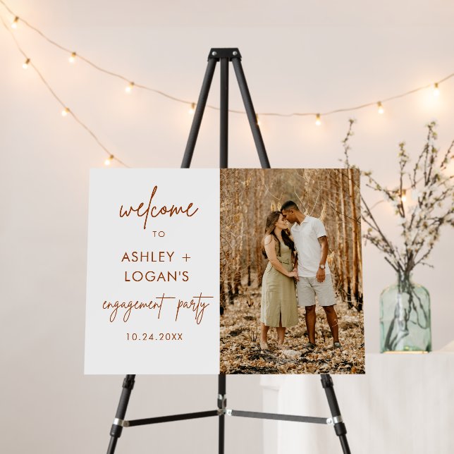 Earthy Rust Engagement Party Welcome Foam Board (In Situ (Stand))