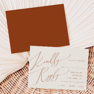 Earthy Rust | Horizontal Menu Choice RSVP Card