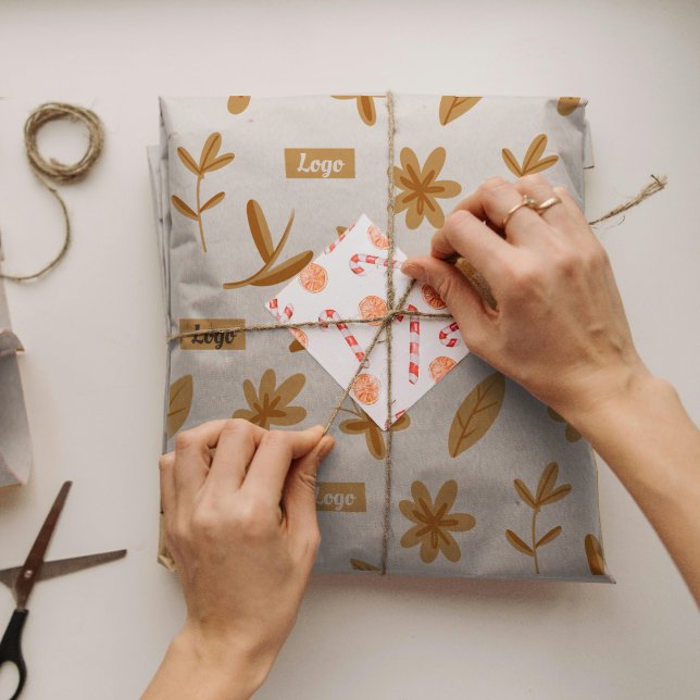 Earthy Rustic Boho Floral Small Business Logo Tissue Paper (Creator Uploaded)