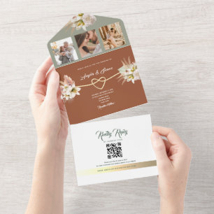 Earthy Rustic Fall Wedding All In One Invitation