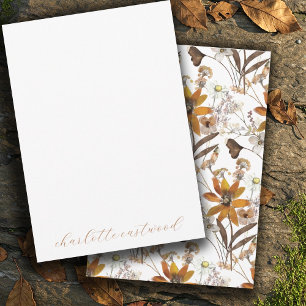 Earthy Rustic Gold Brown Autumn Wildflowers Note Card