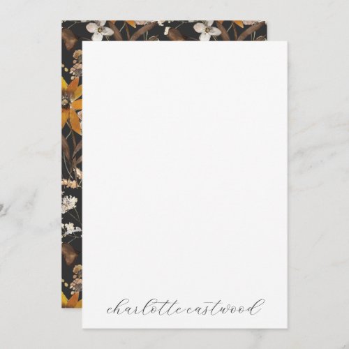 Earthy Rustic Gold Brown Autumn Wildflowers Note Card