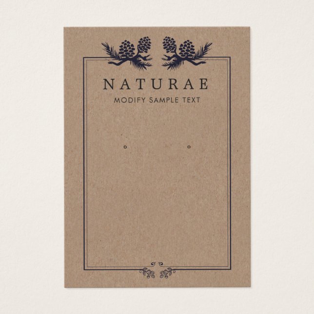 Earthy Rustic Kraft Pine Cones Earring Display (Front)