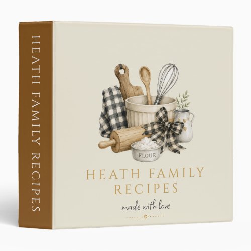 Earthy Rustic Personalized Recipes 3 Ring Binder