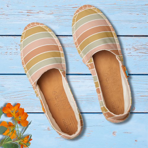 Earthy Rustic Stripes Trendy Girly Pink Sage Espadrilles