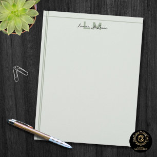 Earthy Sage Green Organic Minimalist Professional Letterhead