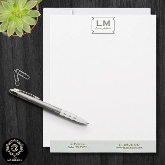 Earthy Sage Green Organic Modern Minimalist Letterhead