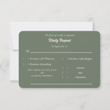 Earthy Sage Green Wedding RSVP Meal Choice