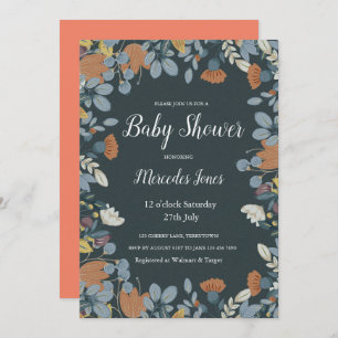 Earthy Scandinavian Nordic Folk Art Floral Invitation