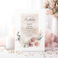 Earthy Shade Flowers Boho Elegant Birthday Party