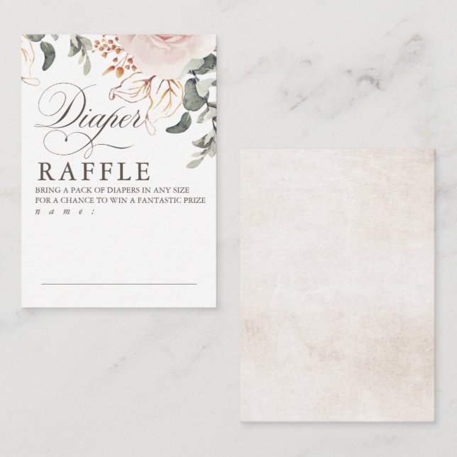 Earthy Shade Flowers Diaper Raffle Game Tickets Enclosure Card (Front/Back)