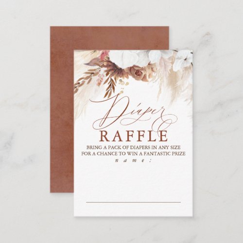 Earthy Shade Flowers Diaper Raffle Game Tickets Enclosure Card