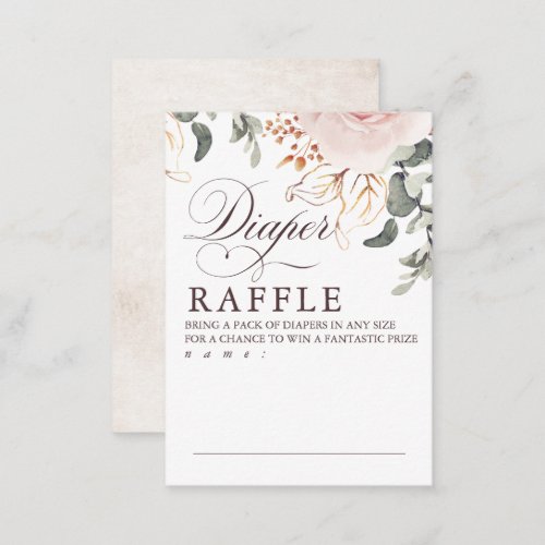 Earthy Shade Flowers Diaper Raffle Game Tickets Enclosure Card
