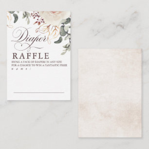 Earthy Shade Flowers Diaper Raffle Game Tickets Enclosure Card