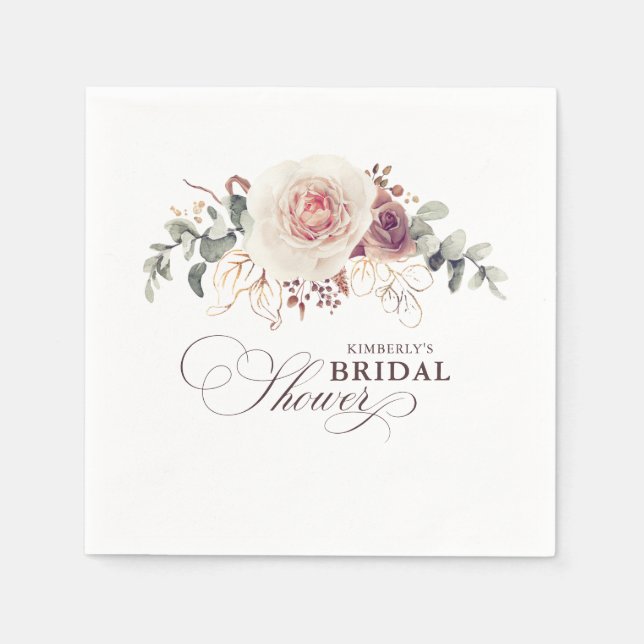 Earthy Shade Flowers Elegant Boho Any Party Napkins (Front)