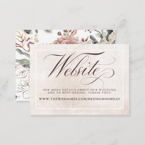 Earthy Shade Flowers Elegant Wedding Website Enclosure Card